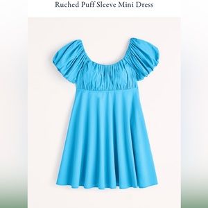 Abercrombie and fitch ruched puff sleeve mini dress